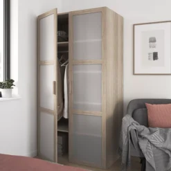 GoodHome Atomia Freestanding Opaque Mirrored Oak Effect 2 Door Medium Wardrobe (D)580mm 15 GoodHome Atomia Freestanding Opaque Mirrored Oak Effect 2 Door Medium Wardrobe (D)580mm -Trade point goodhome atomia freestanding opaque mirrored oak effect 2 door medium wardrobe d 580mm5059340102856 02i