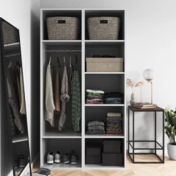 GoodHome Atomia Freestanding Opaque Mirrored White 2 Door Medium Wardrobe (D)580mm -Trade point goodhome atomia freestanding opaque mirrored white 2 door medium wardrobe d 580mm5059340102849 02i