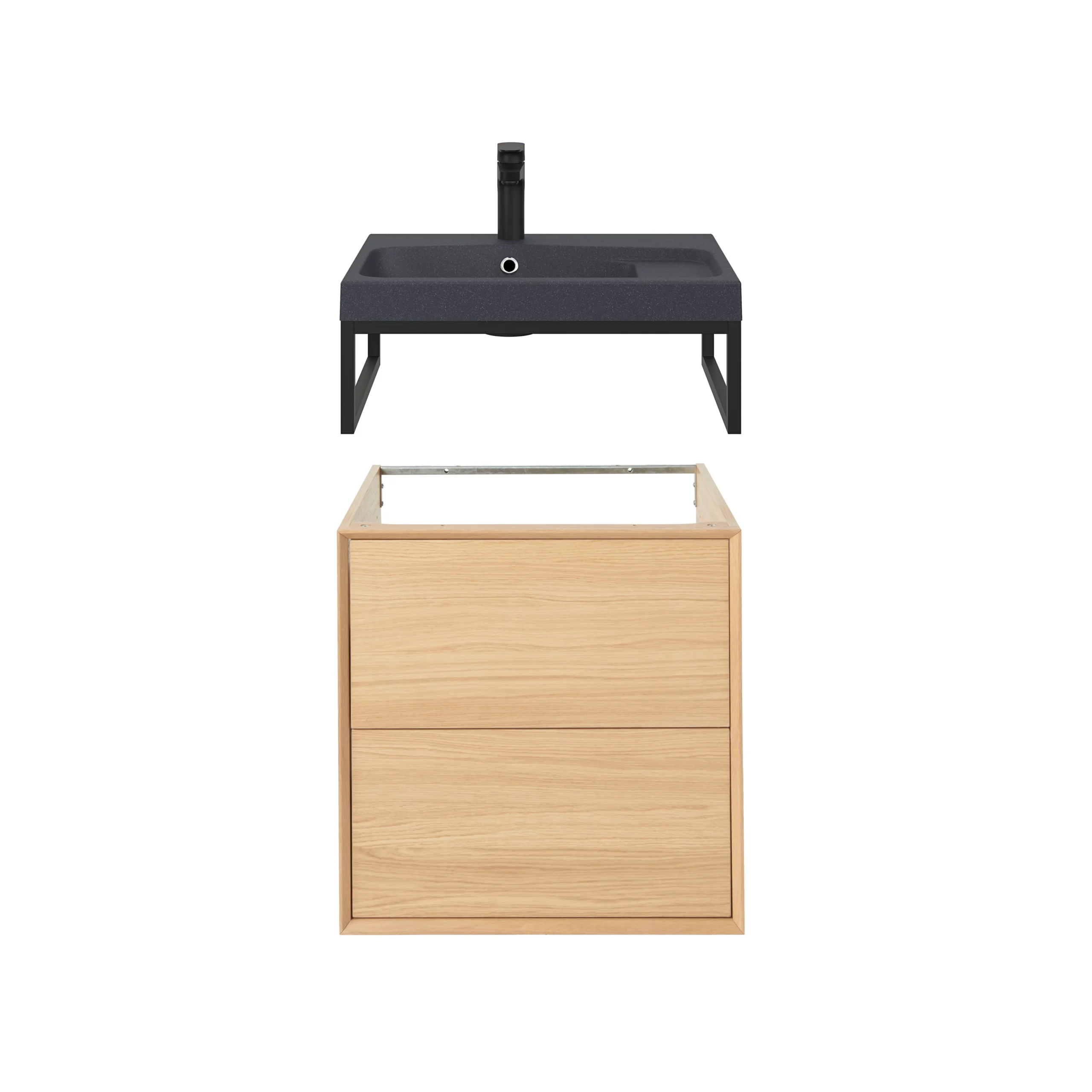 GoodHome Avela Matt Brown Oak Effect Vanity Unit & Basin Set (W)604mm (H)724mm 3 GoodHome Avela Matt Brown Oak Effect Vanity Unit & Basin Set (W)604mm (H)724mm