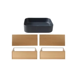 GoodHome Avela Matt Oak Effect Wall-mounted Vanity Unit & Basin Set (W)1000mm (H)790mm