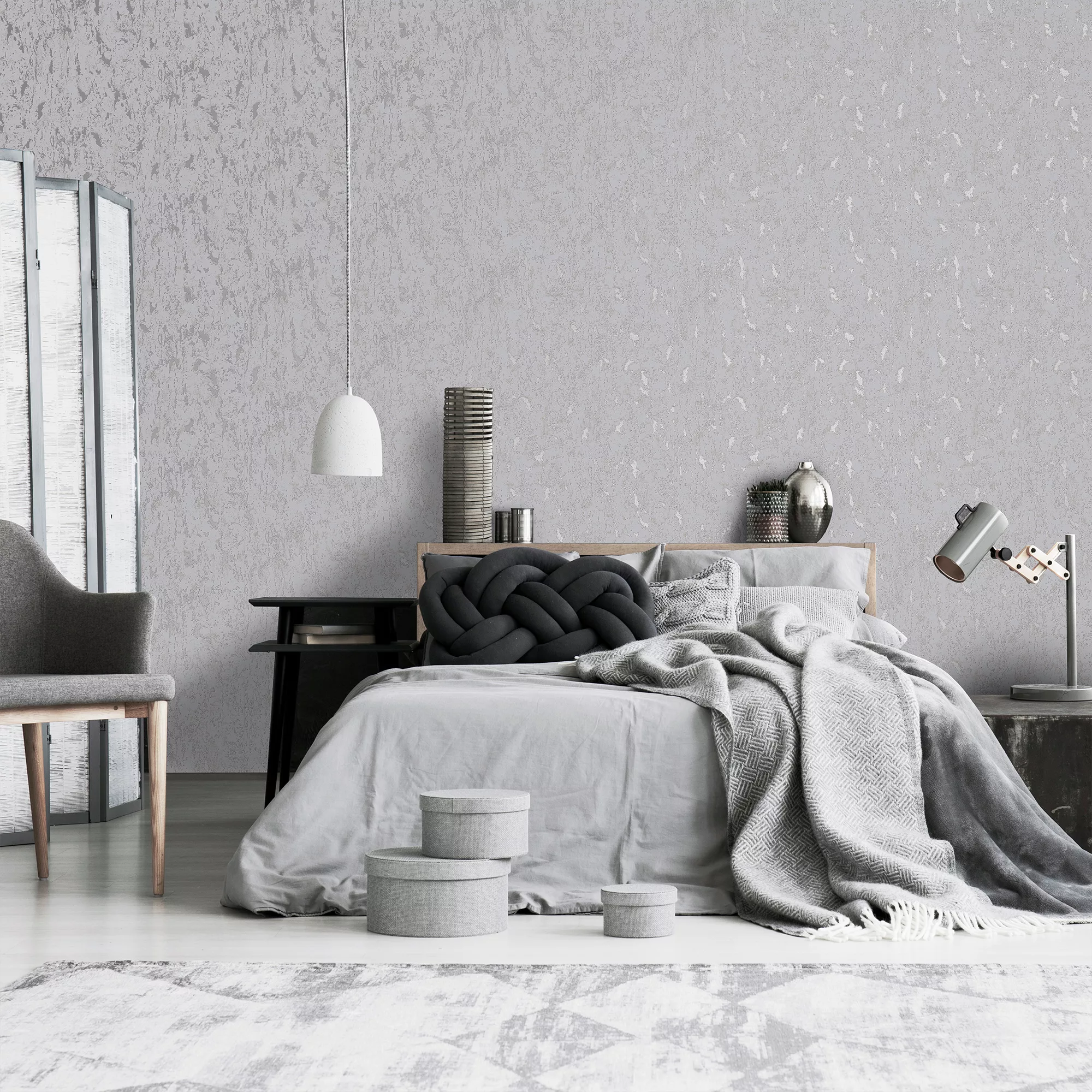 GoodHome Avington Silver Effect Textured Wallpaper 7 GoodHome Avington Silver Effect Textured Wallpaper - Image 5