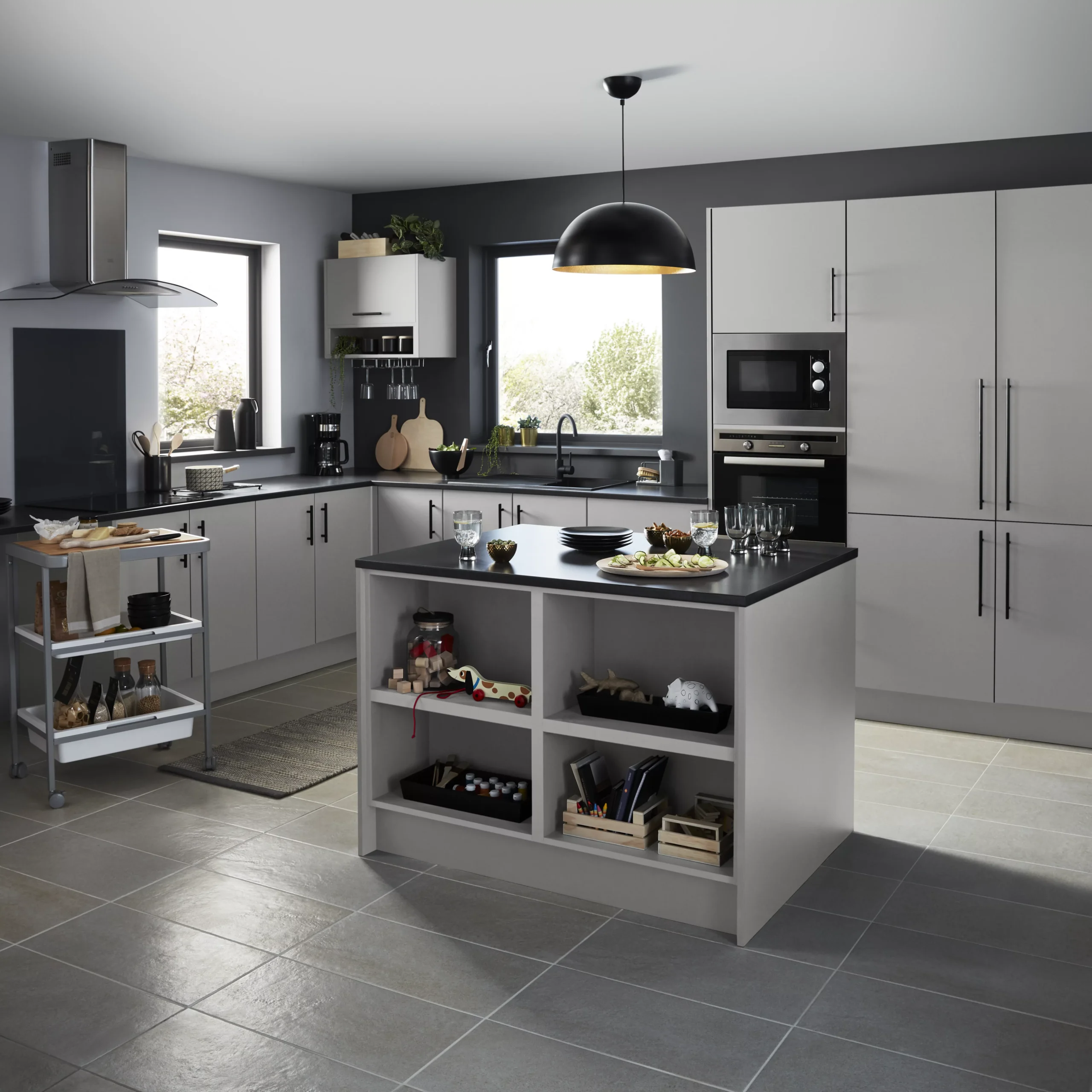 GoodHome Balsamita Matt Grey Slab Wall Kitchen Cabinet (W)300mm (H)720mm 6 GoodHome Balsamita Matt Grey Slab Wall Kitchen Cabinet (W)300mm (H)720mm - Image 4