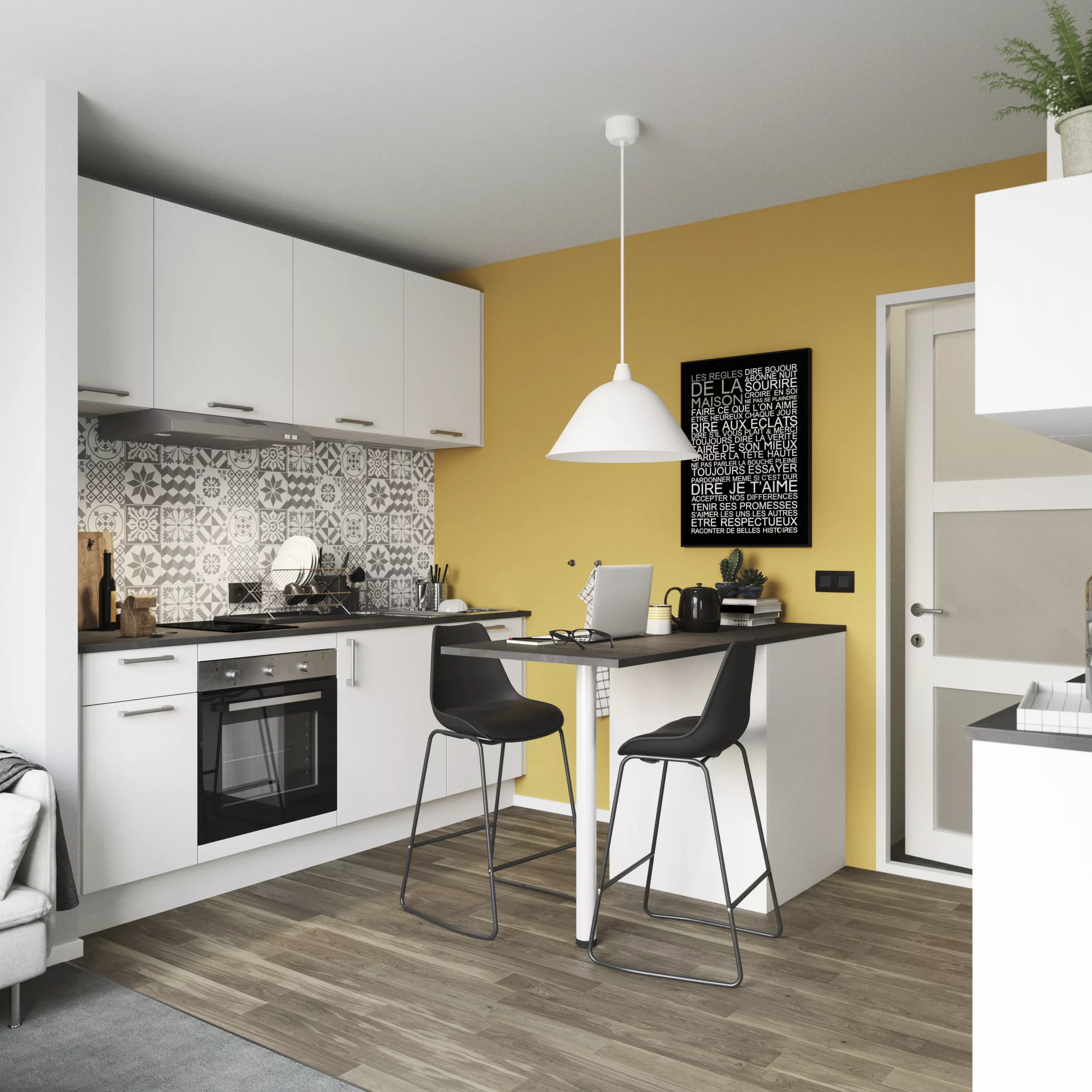 GoodHome Balsamita Matt White Slab Base Kitchen Cabinet (W)600mm (H)720mm 6 GoodHome Balsamita Matt White Slab Base Kitchen Cabinet (W)600mm (H)720mm - Image 4