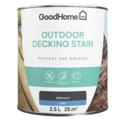 GoodHome Baltimore Matt Quick Dry Decking Wood Stain, 2.5L -Trade point goodhome baltimore matt quick dry decking wood stain 2 5l5059340297187 02c