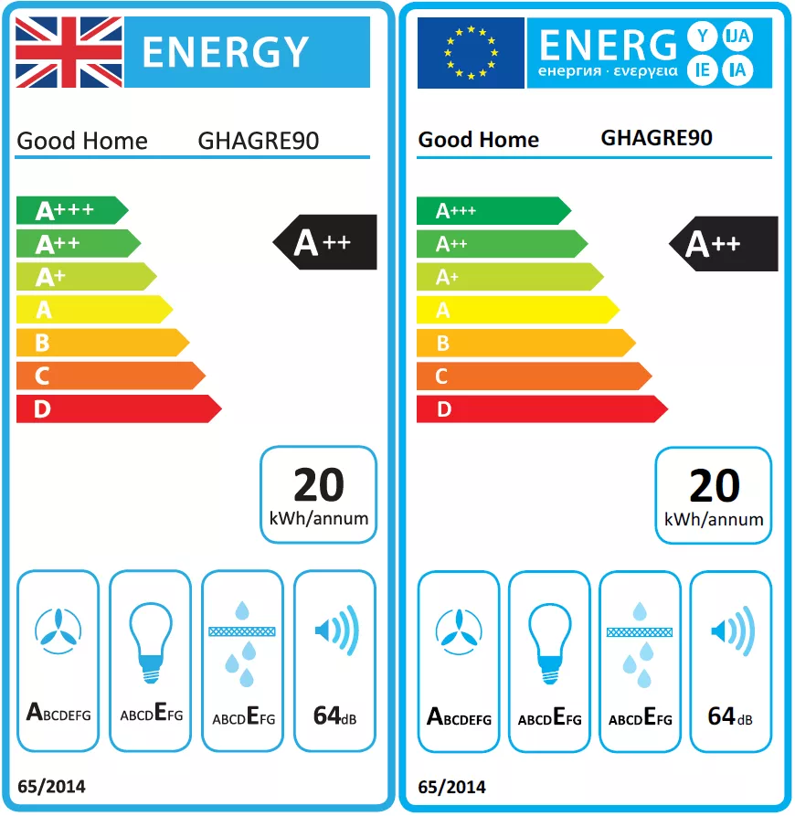 GoodHome Bamia GHAGRE90 Black Glass Angled Cooker Hood, (W)90cm 9 GoodHome Bamia GHAGRE90 Black Glass Angled Cooker Hood, (W)90cm - Image 7