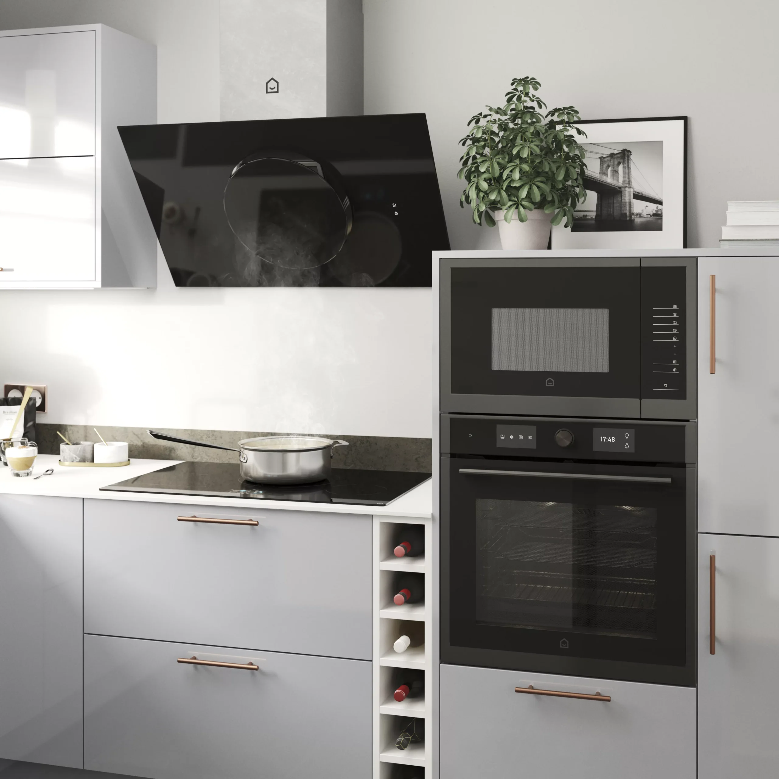 GoodHome Bamia GHAGRO90 Black Glass Round Angled Cooker Hood, (W)90cm 12 GoodHome Bamia GHAGRO90 Black Glass Round Angled Cooker Hood, (W)90cm - Image 10