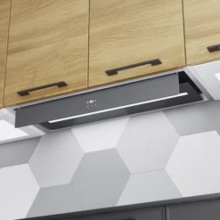 GoodHome Bamia GHIH80 Glass Inset Cooker Hood (W)80cm - Black -Trade point goodhome bamia ghih80 glass inset cooker hood w 80cm black3663602434344 03i