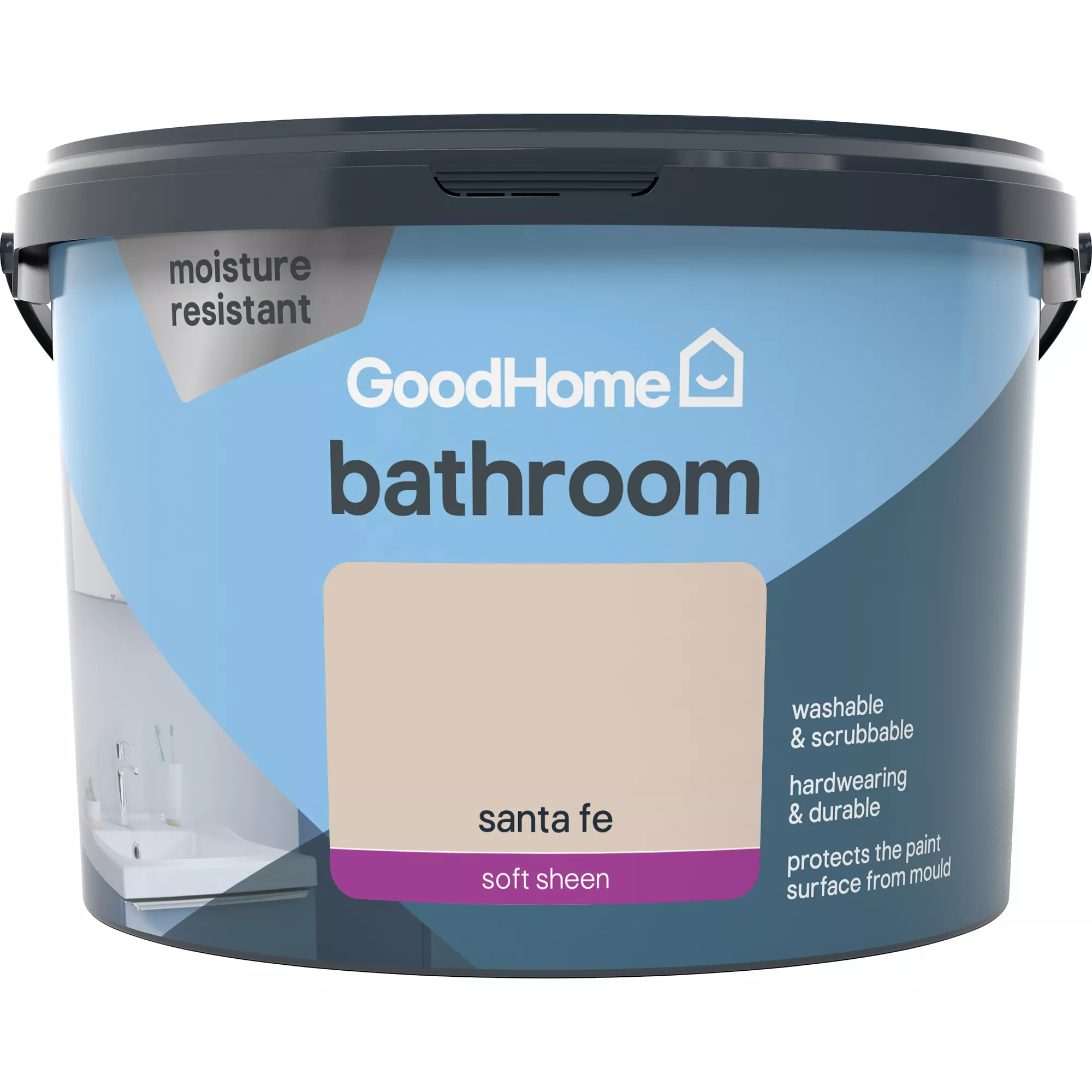 GoodHome Bathroom Santa Fe Soft Sheen Emulsion Paint, 2.5L 5 GoodHome Bathroom Santa Fe Soft Sheen Emulsion Paint, 2.5L - Image 3