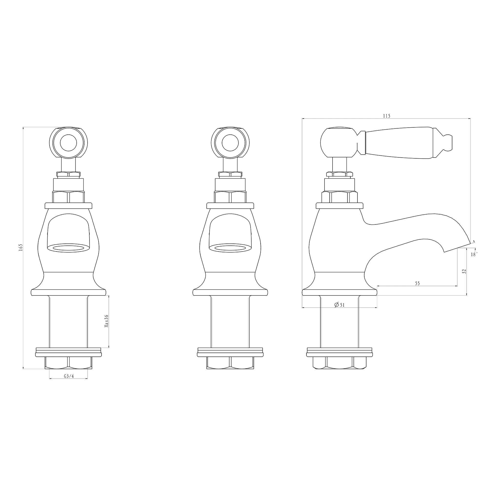 GoodHome Brean Bath Pillar Tap, Pack Of 2 6 GoodHome Brean Bath Pillar Tap, Pack Of 2 - Image 4