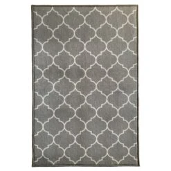 GoodHome Bromberg Grey & White Geometric Rug 90cmx60cm