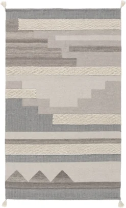 GoodHome Brunel Grey Striped Rug 170cmx120cm