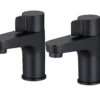 GoodHome Cavally Black Modern Basin Pillar Tap -Trade point goodhome cavally black modern basin pillar tap5059340185453 01c