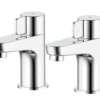 GoodHome Cavally Chrome Effect Bath Pillar Tap, Pair