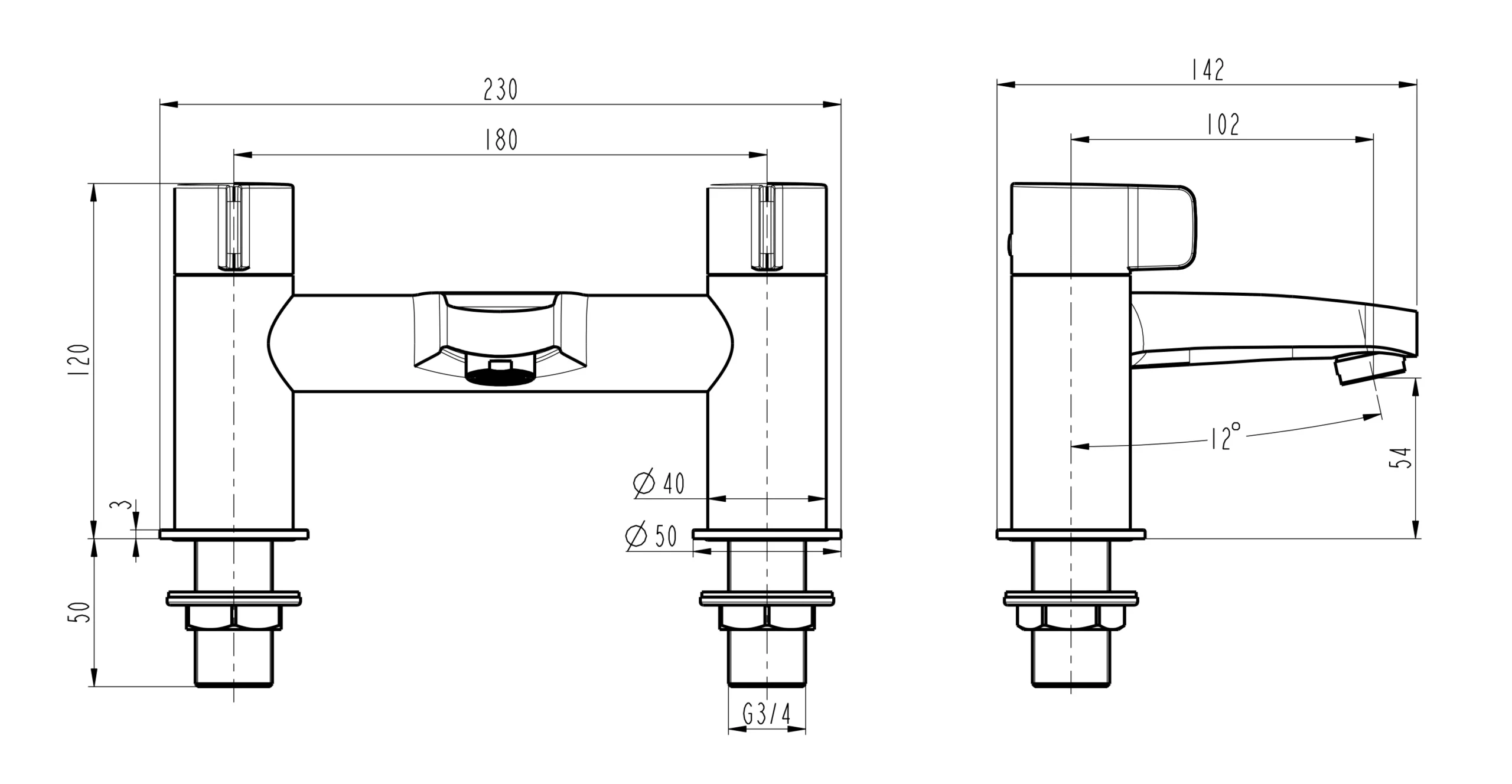 GoodHome Cavally Chrome Effect Deck-mounted Manual Single Bath Filler Tap 4 GoodHome Cavally Chrome Effect Deck-mounted Manual Single Bath Filler Tap - Image 2