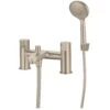 GoodHome Cavally Nickel Effect Ceramic Disk Freestanding Mixer Tap With Shower Kit