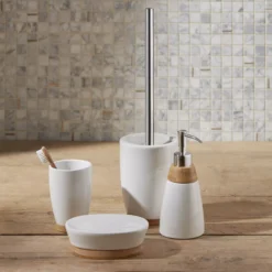 GoodHome Cervia White Ceramic, Polypropylene (PP) & Stainless Steel Toilet Brush & Holder -Trade point goodhome cervia white ceramic polypropylene pp stainless steel toilet brush holder5059340218069 01i bq