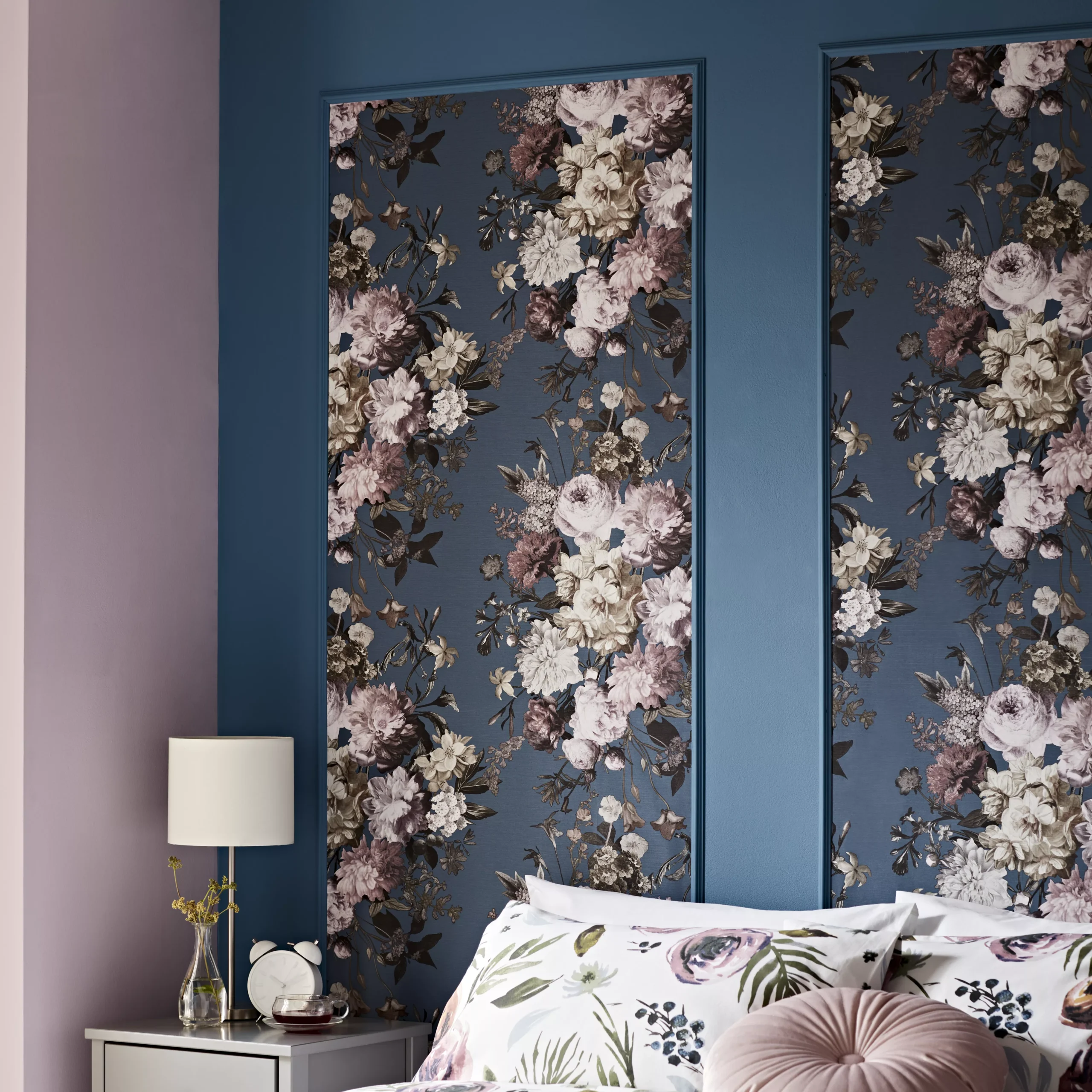 GoodHome Chryso Blue Floral Textured Wallpaper 6 GoodHome Chryso Blue Floral Textured Wallpaper - Image 4