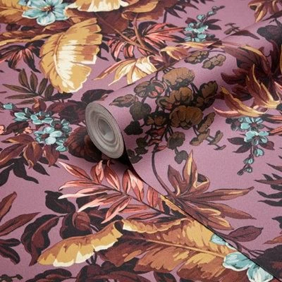 GoodHome Coleton Purple Floral Textured Wallpaper 3 GoodHome Coleton Purple Floral Textured Wallpaper
