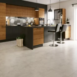 GoodHome Concrete Grey Tile Effect Laminate Flooring, 2.53m²