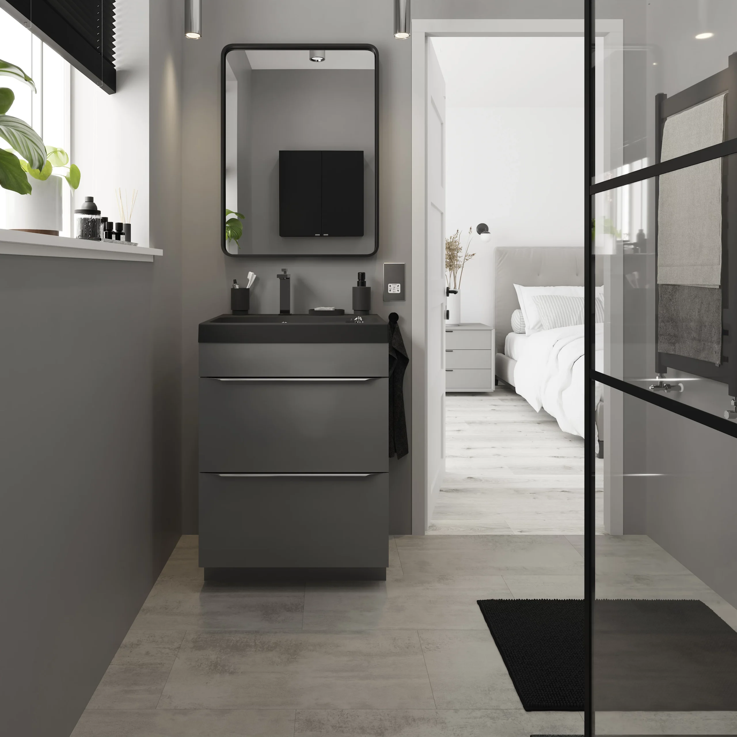 GoodHome Concrete Grey Tile Effect Laminate Flooring, 2.53m² 11 GoodHome Concrete Grey Tile Effect Laminate Flooring, 2.53m² - Image 9