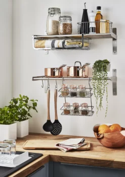 GoodHome Datil Chrome Effect Non-magnetic Steel Wall Organiser Shelving -Trade point goodhome datil chrome effect non magnetic steel wall organiser shelving3663602633075 02i