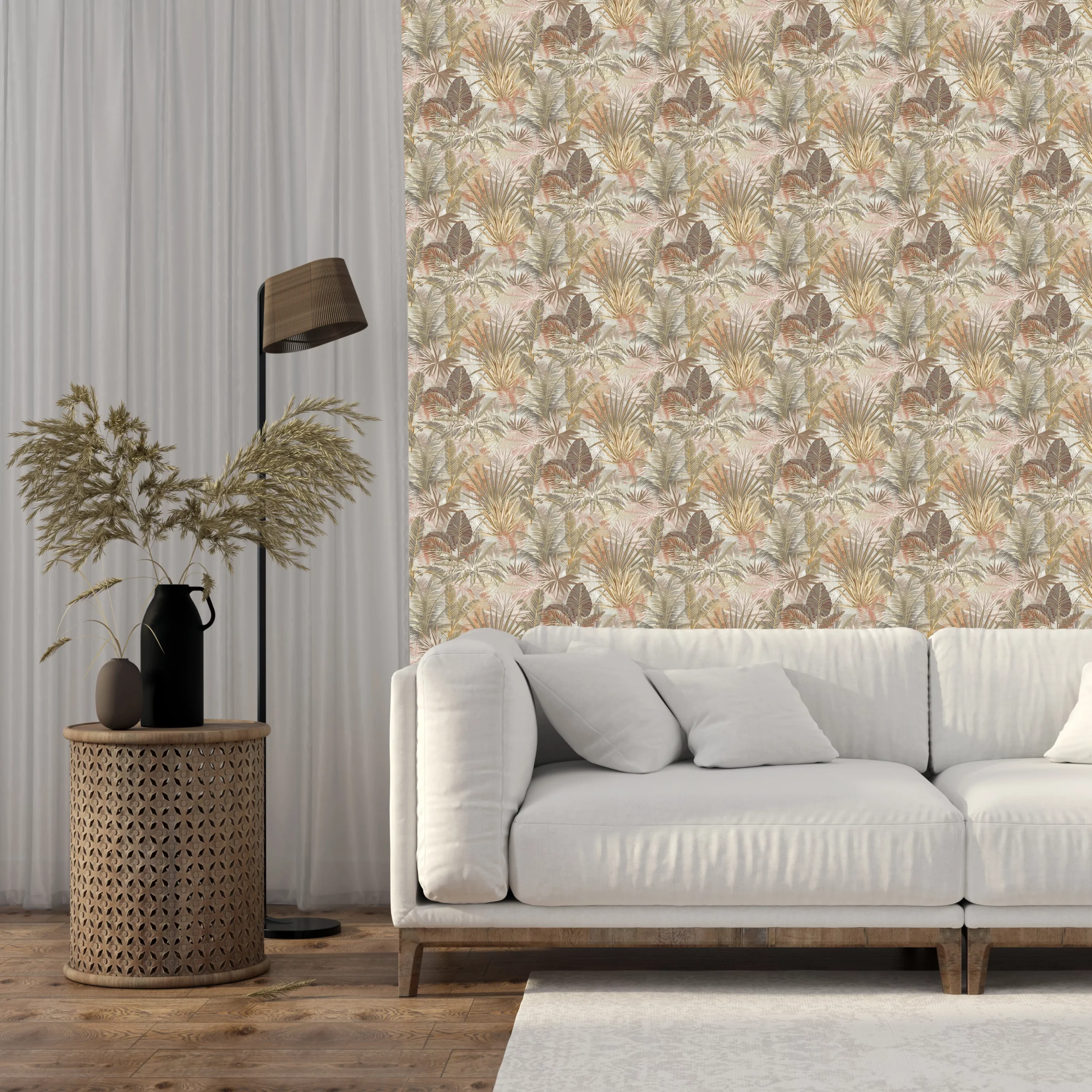 GoodHome Dioman Beige Tropical Leaves Textured Wallpaper 5 GoodHome Dioman Beige Tropical Leaves Textured Wallpaper - Image 3