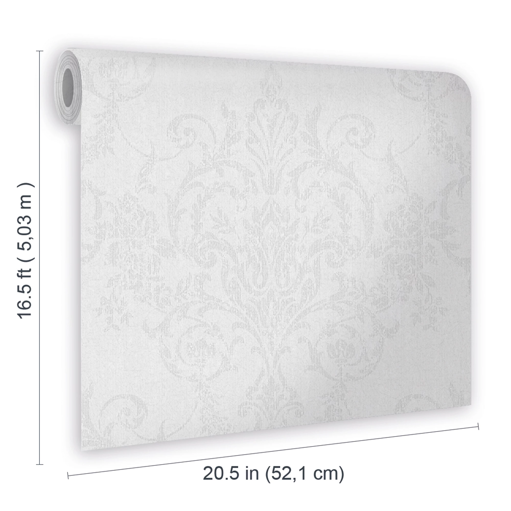 GoodHome Dovenby Grey Damask Silver Effect Textured Wallpaper 8 GoodHome Dovenby Grey Damask Silver Effect Textured Wallpaper - Image 6