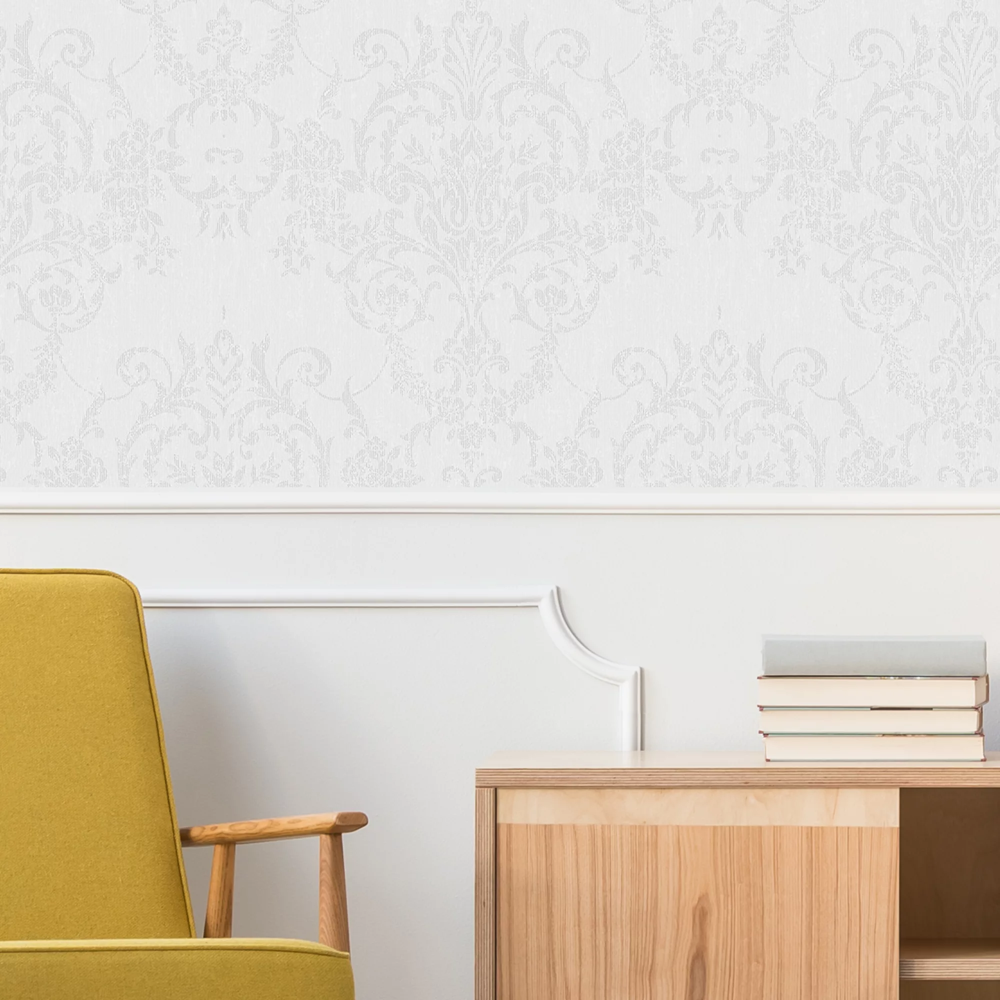 GoodHome Dovenby Grey Damask Silver Effect Textured Wallpaper 7 GoodHome Dovenby Grey Damask Silver Effect Textured Wallpaper - Image 5