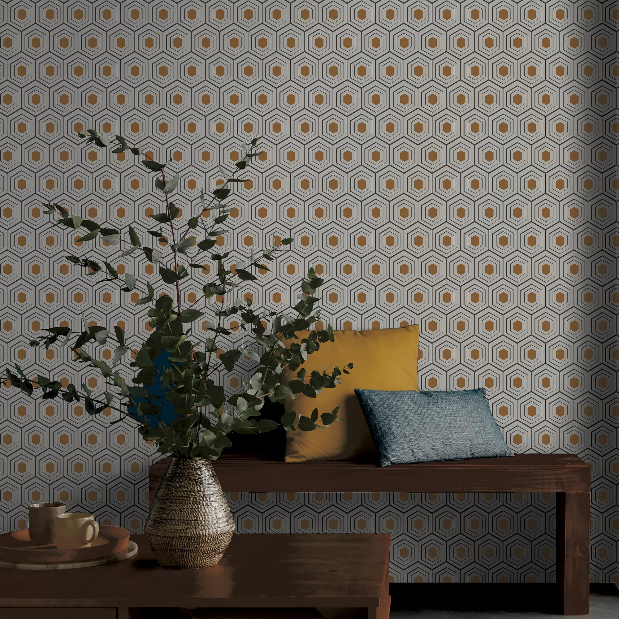 GoodHome Draba Multicolour Art Deco Metallic Effect Textured Wallpaper 6 GoodHome Draba Multicolour Art Deco Metallic Effect Textured Wallpaper - Image 4