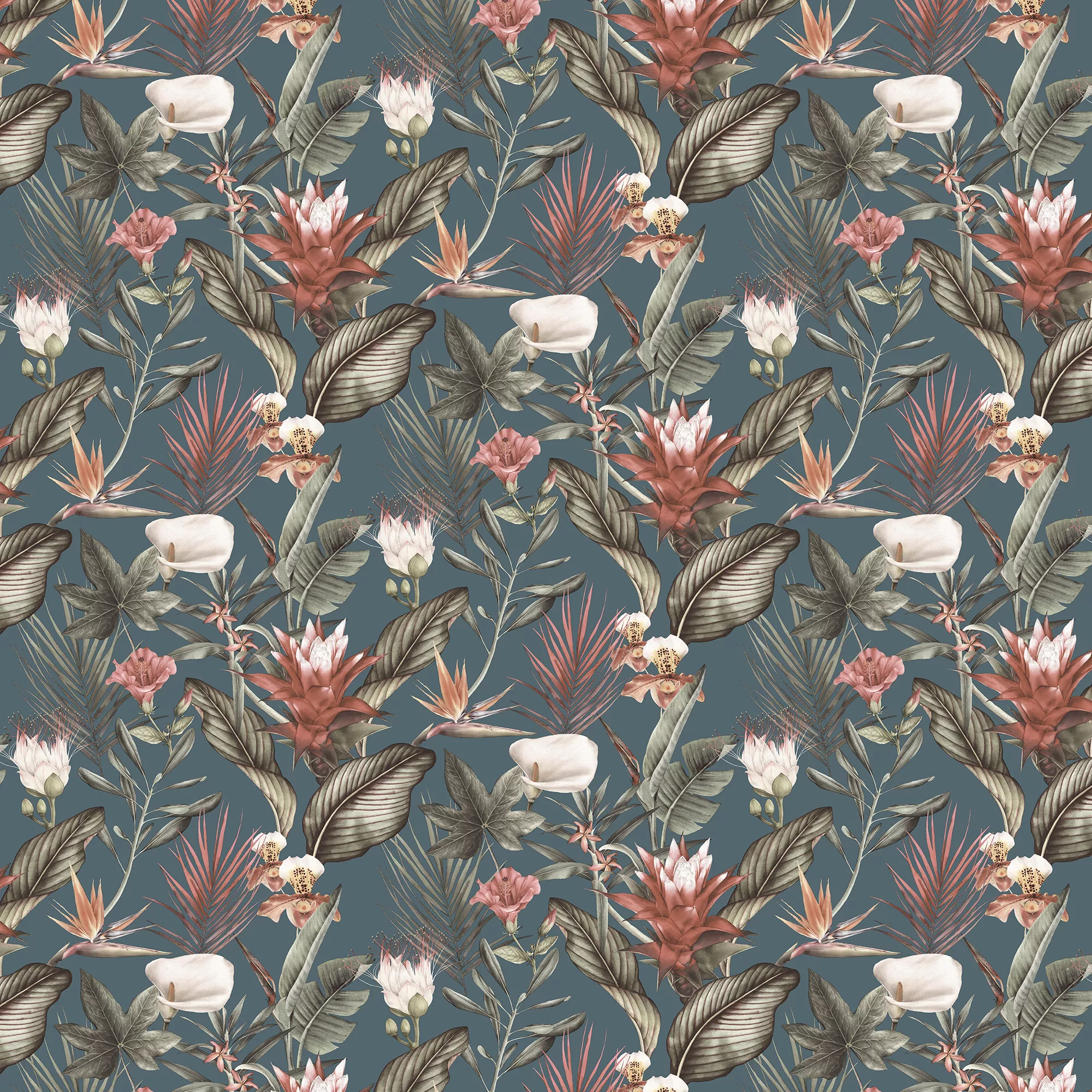 GoodHome Druzy Blue Tropical Leaves Textured Wallpaper 3 GoodHome Druzy Blue Tropical Leaves Textured Wallpaper