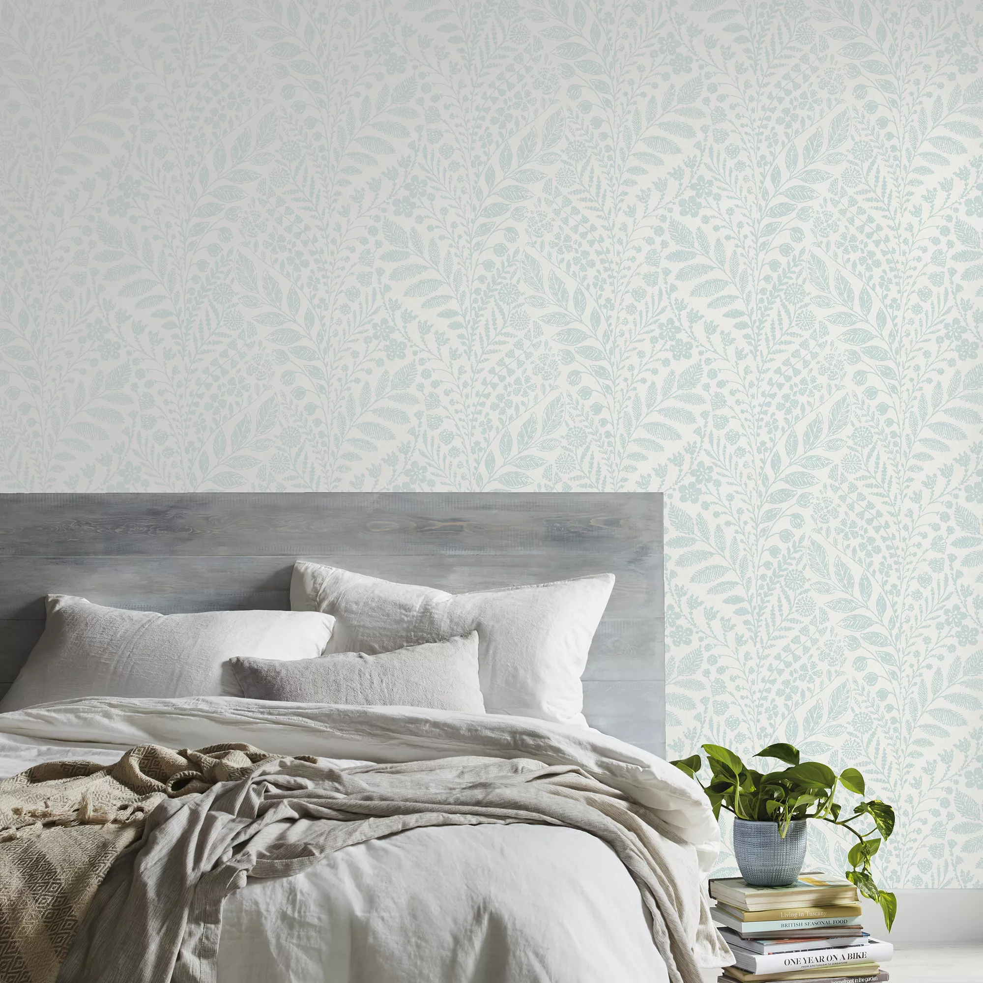 GoodHome Dryade Blue Leaves Textured Wallpaper 6 GoodHome Dryade Blue Leaves Textured Wallpaper - Image 4