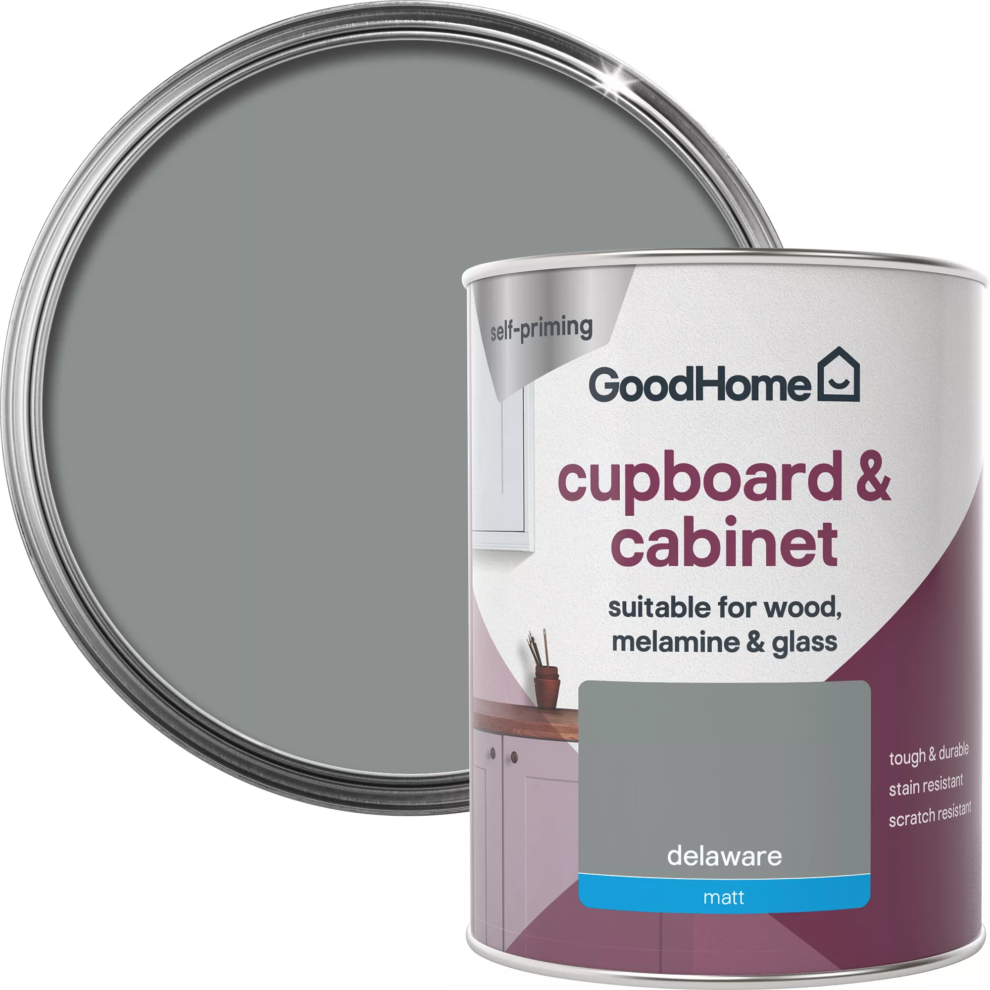 GoodHome Durable Delaware Matt Cabinet & Wardrobe Paint, 750ml 3 GoodHome Durable Delaware Matt Cabinet & Wardrobe Paint, 750ml