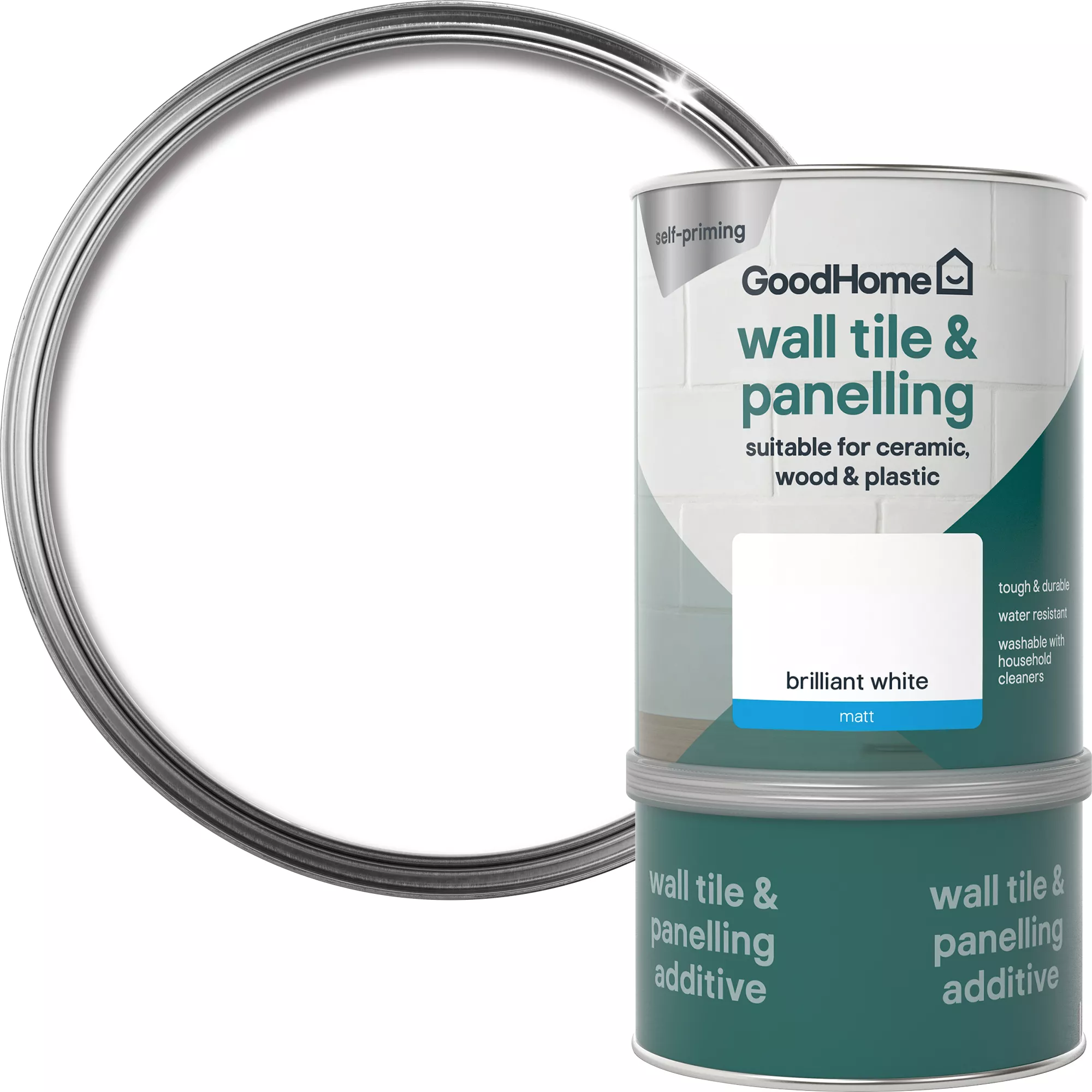 GoodHome Durable North Pole (Brilliant White) Matt Wall Tile & Panelling Paint, 750ml 3 GoodHome Durable North Pole (Brilliant White) Matt Wall Tile & Panelling Paint, 750ml