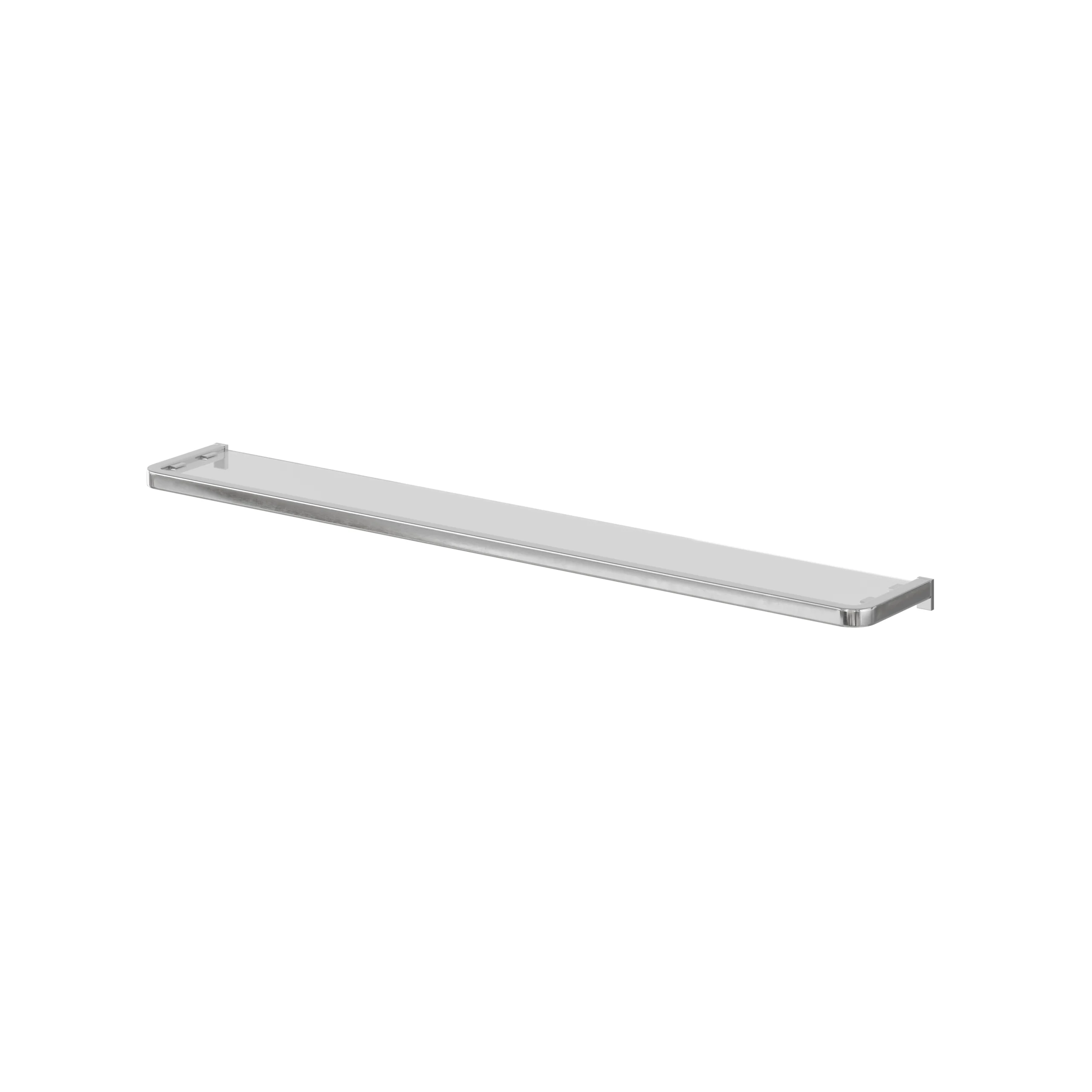 GoodHome Elland Brushed Silver Effect Stainless Steel & Tempered Glass Wall-mounted Bathroom Shelf, (L)600mm (D)120mm (H) 20mm 3 GoodHome Elland Brushed Silver Effect Stainless Steel & Tempered Glass Wall-mounted Bathroom Shelf, (L)600mm (D)120mm (H) 20mm