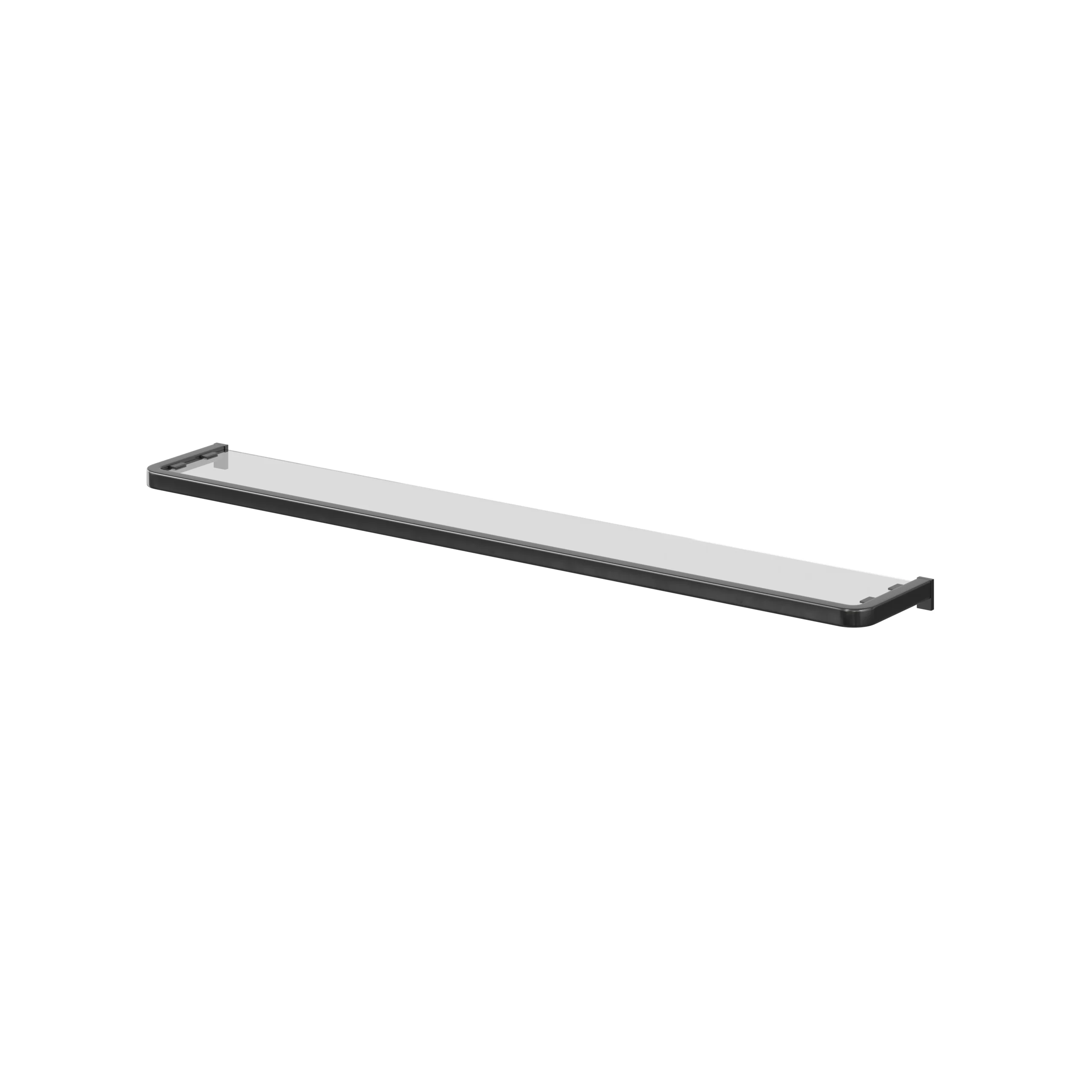 GoodHome Elland Matt Black Steel & Tempered Glass Wall-mounted Bathroom Shelf, (L)600mm (D)120mm (H) 20mm 3 GoodHome Elland Matt Black Steel & Tempered Glass Wall-mounted Bathroom Shelf, (L)600mm (D)120mm (H) 20mm