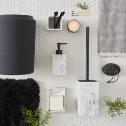 GoodHome Elland Polymer Resin, Silicone & Stainless Steel Marble Effect Toilet Brush & Holder -Trade point goodhome elland polymer resin silicone stainless steel marble effect toilet brush holder5059340203423 02i