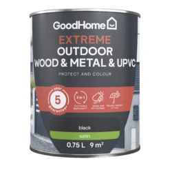 GoodHome Extreme Outdoor Black Satinwood Multi-surface Paint, 750ml 8 GoodHome Extreme Outdoor Black Satinwood Multi-surface Paint, 750ml -Trade point goodhome extreme outdoor black satinwood multi surface paint 750ml5059340297026 02c