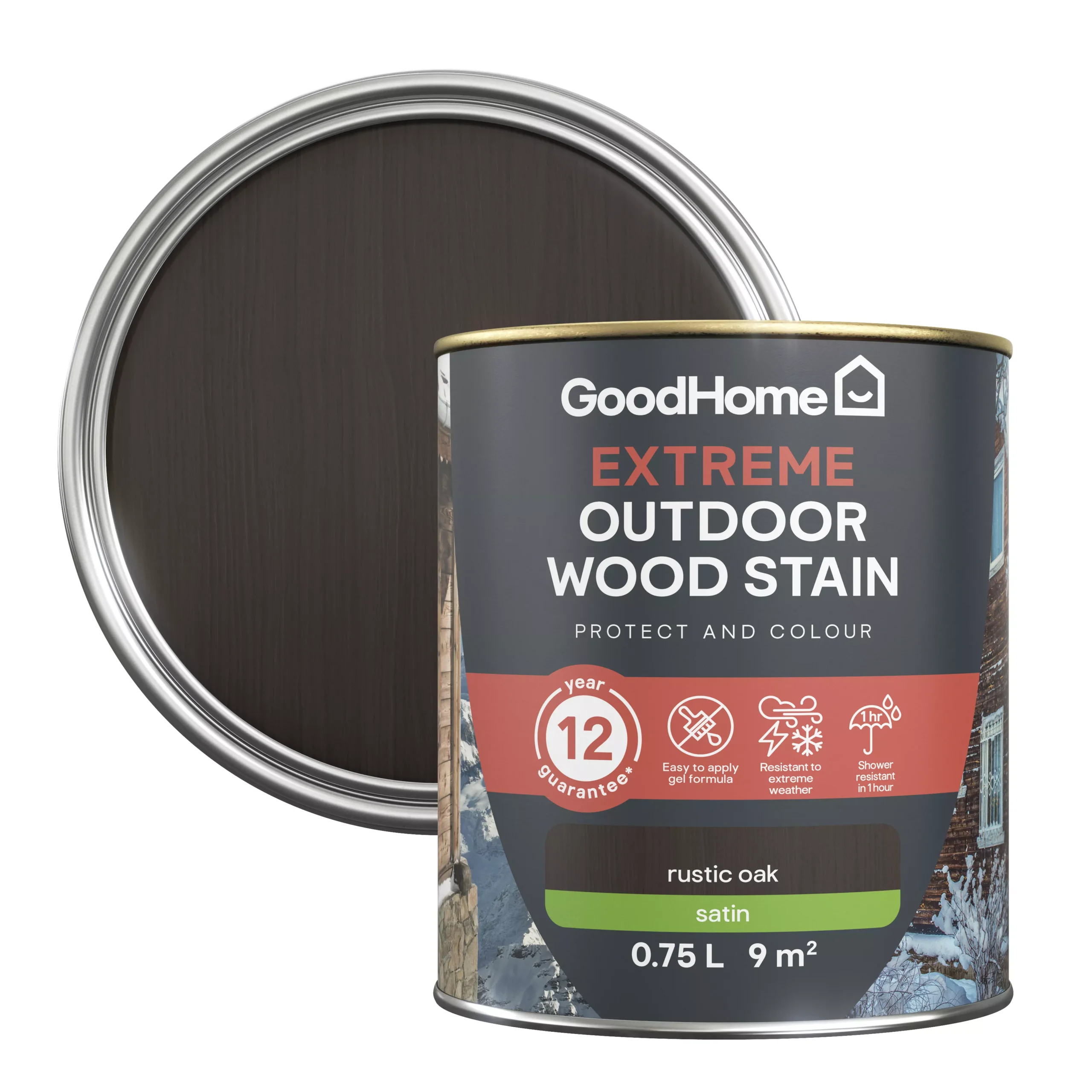 GoodHome Extreme Outdoor Rustic Oak Satin Quick Dry Wood Stain, 750ml 3 GoodHome Extreme Outdoor Rustic Oak Satin Quick Dry Wood Stain, 750ml