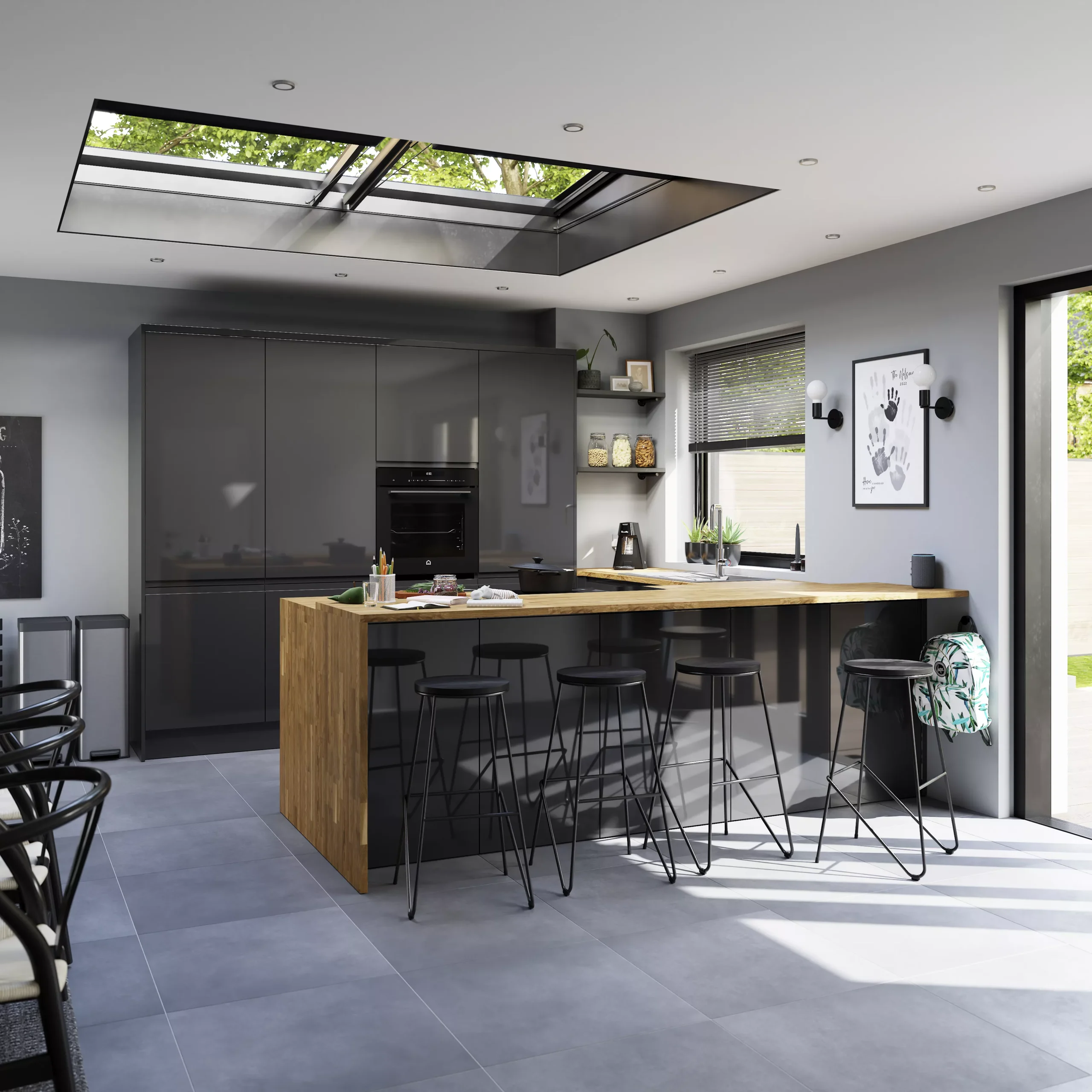 GoodHome Garcinia Gloss Anthracite Integrated Handle Drawer Front, Bridging Door & Bi Fold Door, (W)800mm (H)356mm (T)19mm 12 GoodHome Garcinia Gloss Anthracite Integrated Handle Drawer Front, Bridging Door & Bi Fold Door, (W)800mm (H)356mm (T)19mm - Image 10