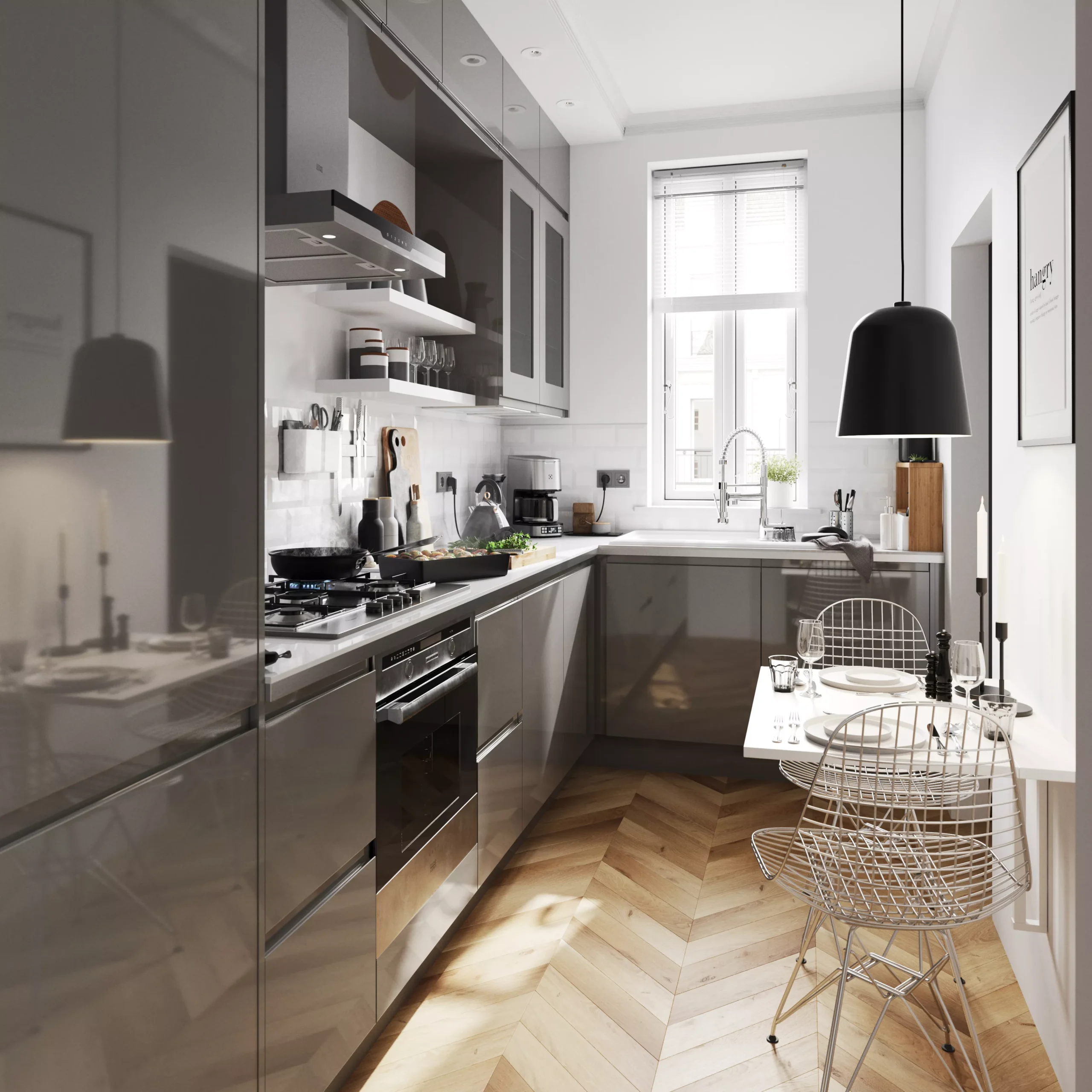 GoodHome Garcinia Gloss Anthracite Integrated Handle Tall Wall Cabinet Door (W)150mm (H)895mm (T)19mm 7 GoodHome Garcinia Gloss Anthracite Integrated Handle Tall Wall Cabinet Door (W)150mm (H)895mm (T)19mm - Image 5