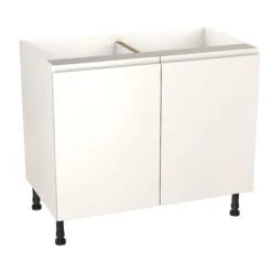 GoodHome Garcinia Gloss White Integrated Handle Base Kitchen Cabinet (W)1000mm (H)720mm