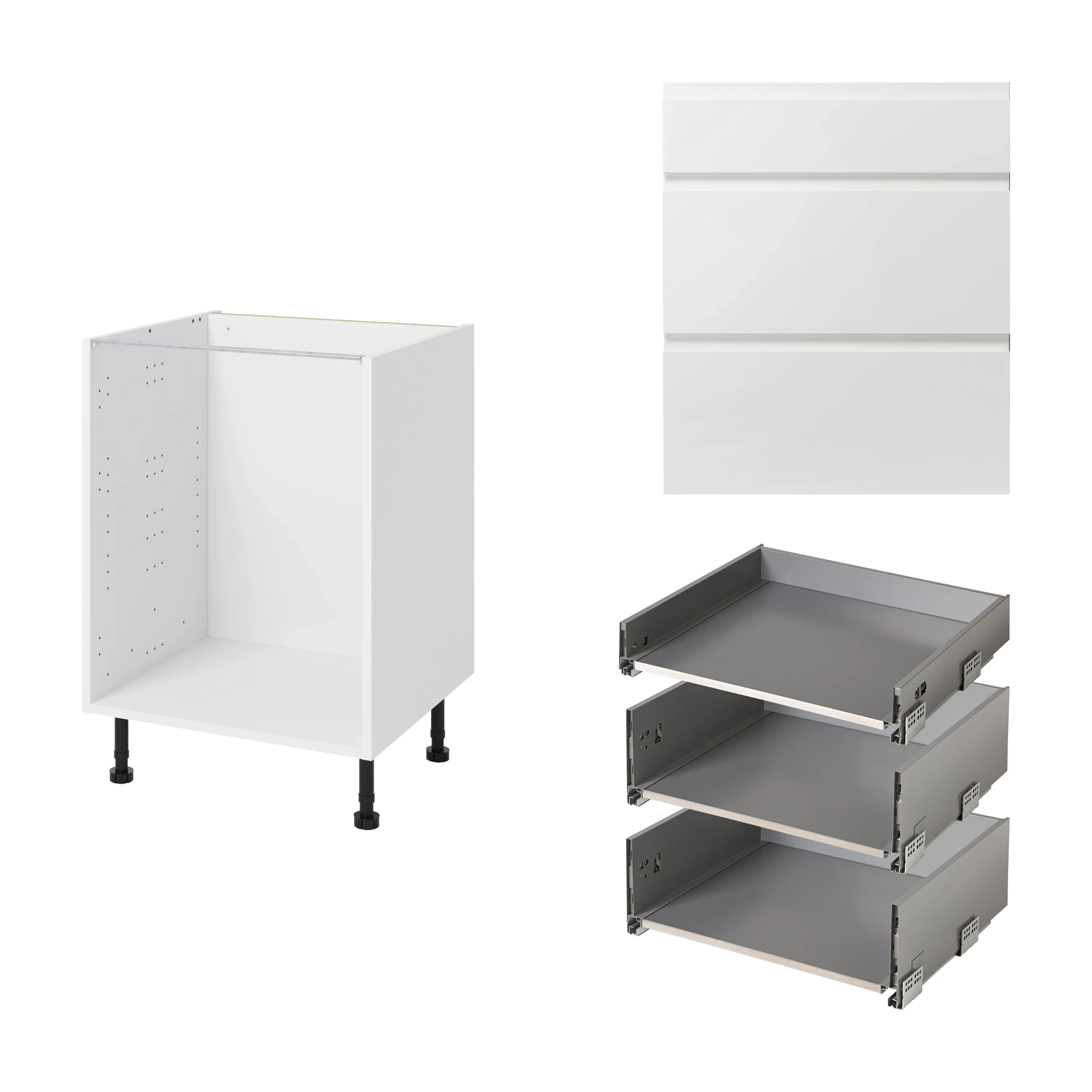 GoodHome Garcinia Gloss White Integrated Handle Base Kitchen Cabinet (W)600mm (H)720mm 5 GoodHome Garcinia Gloss White Integrated Handle Base Kitchen Cabinet (W)600mm (H)720mm - Image 3