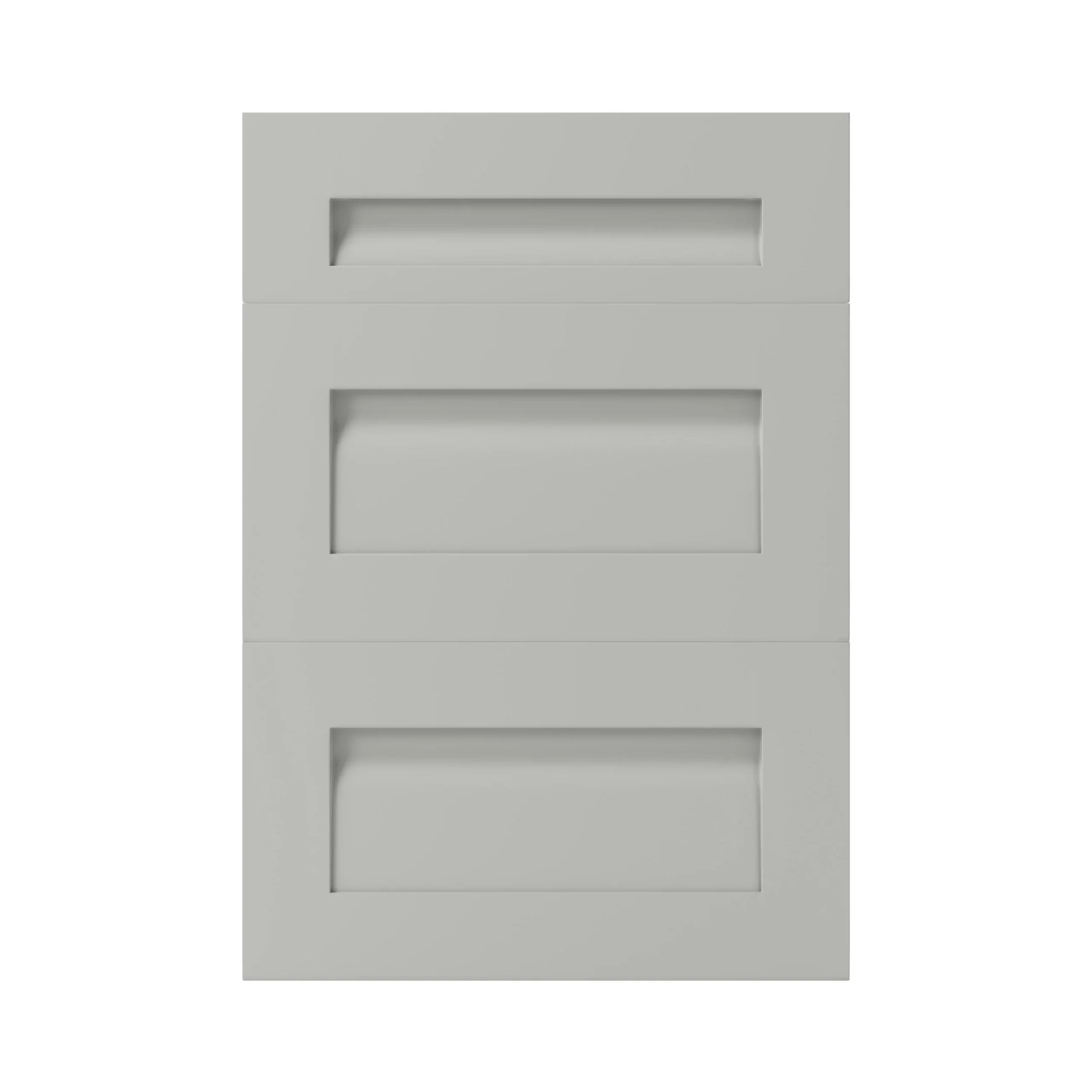 GoodHome Garcinia Matt Stone Integrated Handle Shaker Drawer Front (W)500mm, Pack Of 3 3 GoodHome Garcinia Matt Stone Integrated Handle Shaker Drawer Front (W)500mm, Pack Of 3