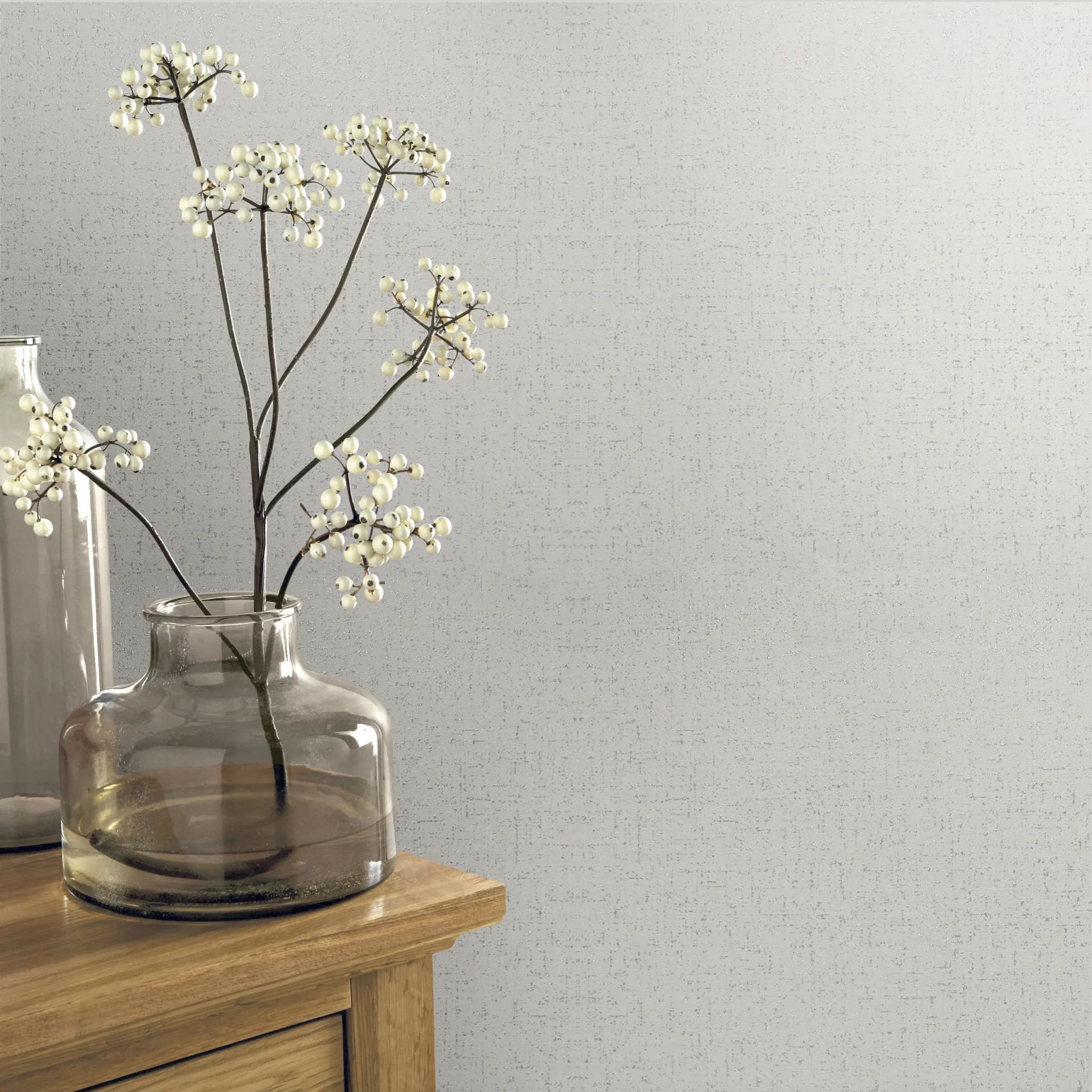 GoodHome Gazania White Glitter Effect Textured Wallpaper 6 GoodHome Gazania White Glitter Effect Textured Wallpaper - Image 4