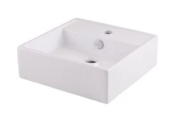 GoodHome Hendra White Square Counter-mounted Counter Top Basin (W)38cm
