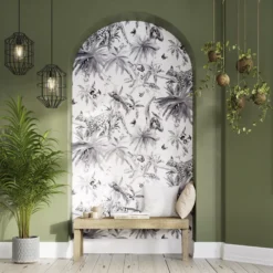 GoodHome Howlit Black & White Jungle Textured Wallpaper -Trade point goodhome howlit black white jungle textured wallpaper5059340409412 02i
