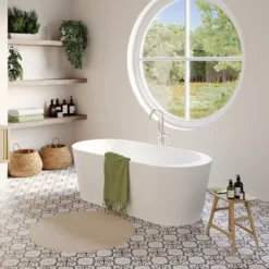 GoodHome Huron Gloss White Acrylic Oval Freestanding Bath (L)1700mm (W)750mm 10 GoodHome Huron Gloss White Acrylic Oval Freestanding Bath (L)1700mm (W)750mm -Trade point goodhome huron gloss white acrylic oval freestanding bath l 1700mm w 750mm5059340340265 01i
