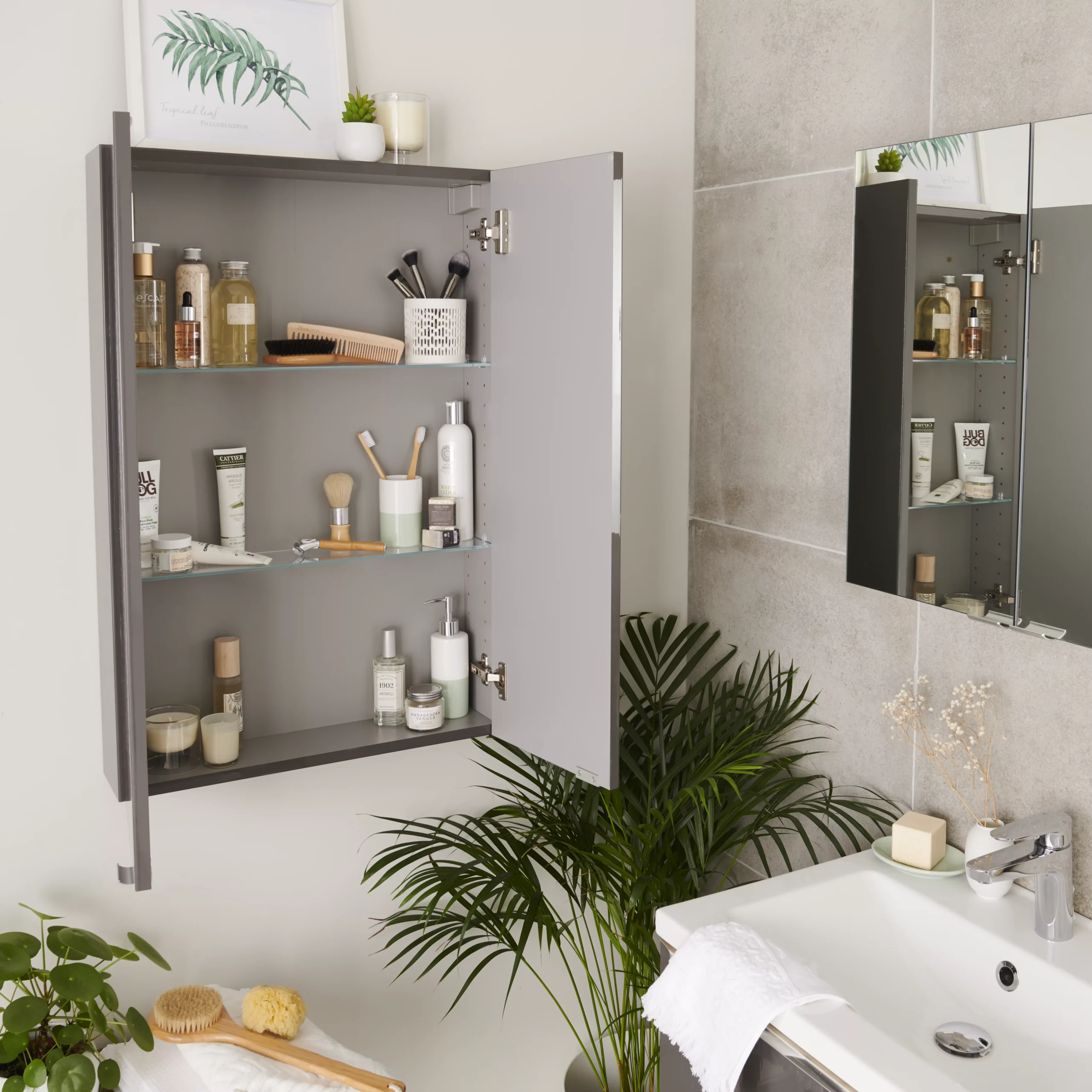 GoodHome Imandra Gloss Anthracite Wall-mounted Bathroom Cabinet (W)600mm (H)900mm 16 GoodHome Imandra Gloss Anthracite Wall-mounted Bathroom Cabinet (W)600mm (H)900mm - Image 14