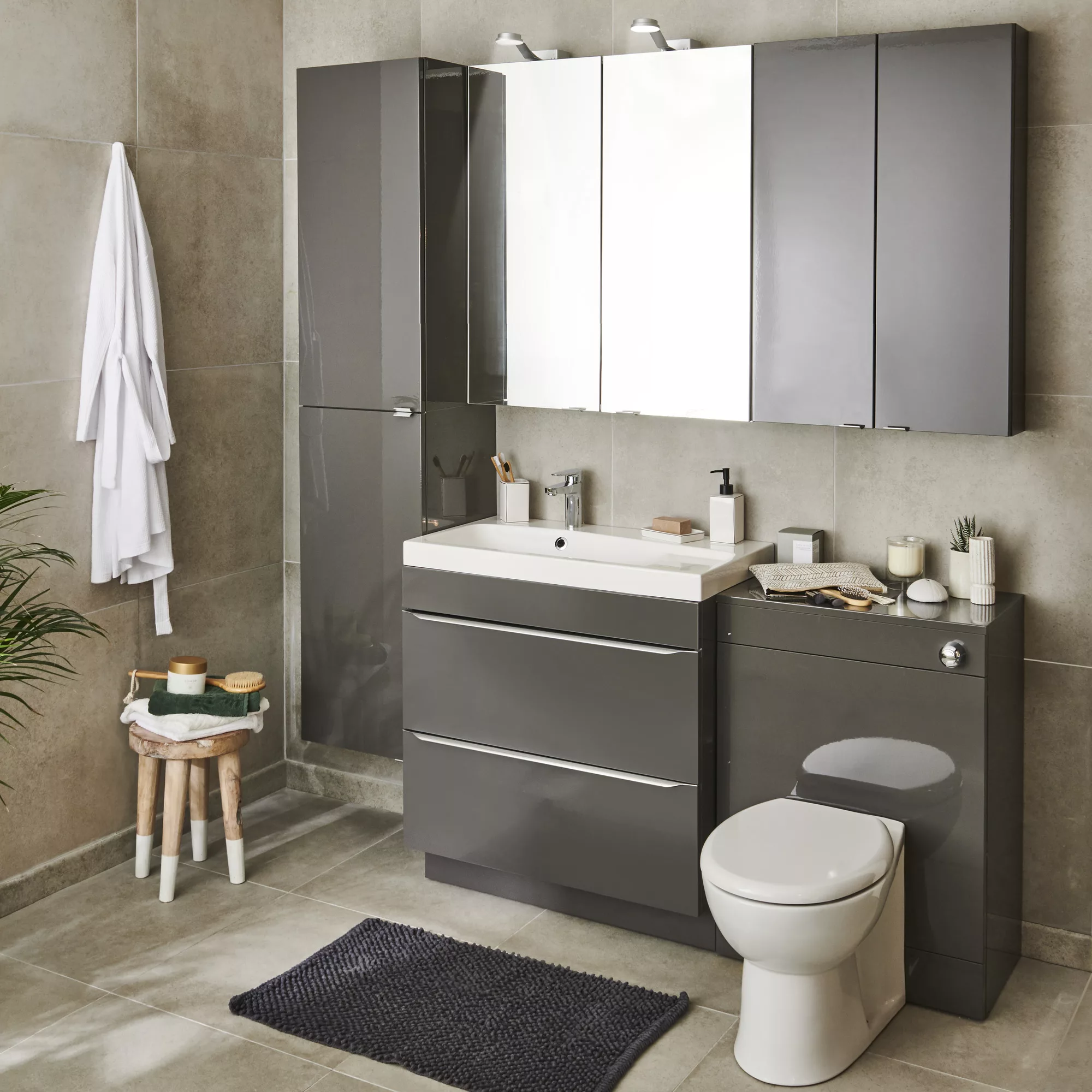 GoodHome Imandra Gloss Anthracite Wall-mounted Bathroom Cabinet (W)600mm (H)900mm 11 GoodHome Imandra Gloss Anthracite Wall-mounted Bathroom Cabinet (W)600mm (H)900mm - Image 9