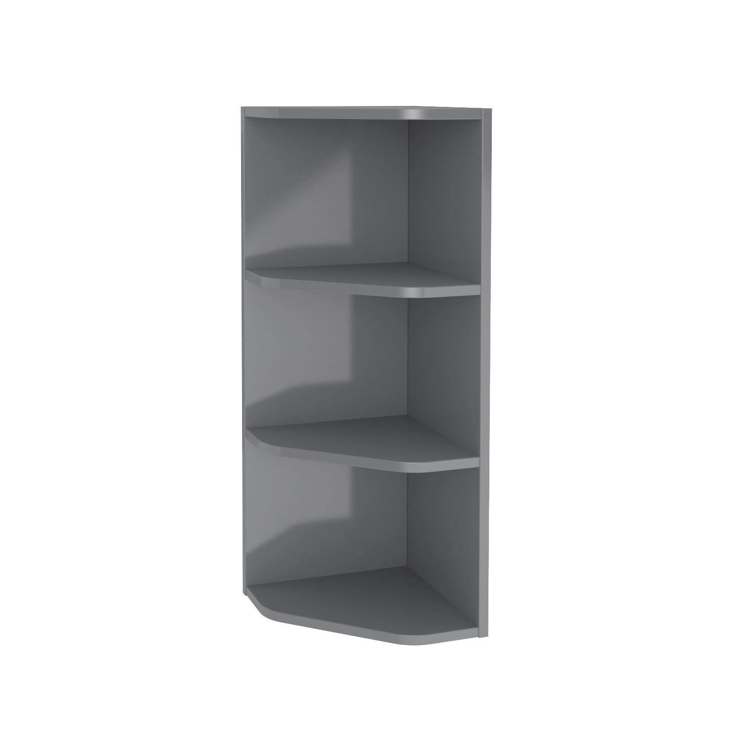 GoodHome Imandra Gloss Grey Glass & Wood Wall-mounted Bathroom Corner Shelf, (L)340mm (D)360mm (H) 900mm 3 GoodHome Imandra Gloss Grey Glass & Wood Wall-mounted Bathroom Corner Shelf, (L)340mm (D)360mm (H) 900mm